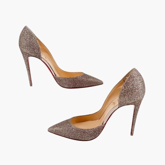 Christian Louboutin Iriza 100 Pumps Size 39 US 9 Glitter Half D'Orsay High Heel - Picture 10 of 15